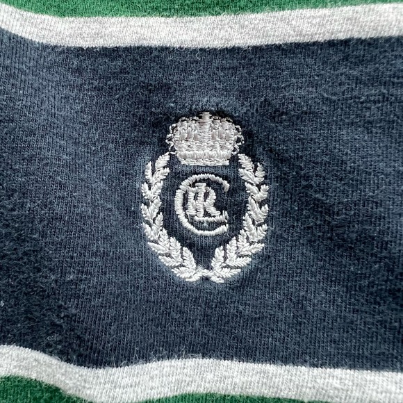 Vintage Chaps Ralph Lauren Polo Shirt Green Gray Blue Striped Preppy Rugby XL - Picture 4 of 7